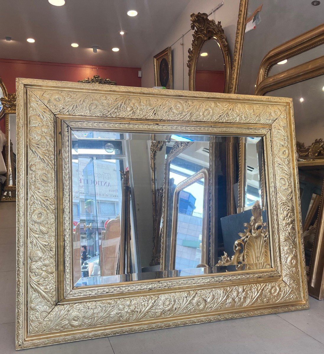 Napoleon III Mirror, Beveled Glass, 100 X 128 Cm