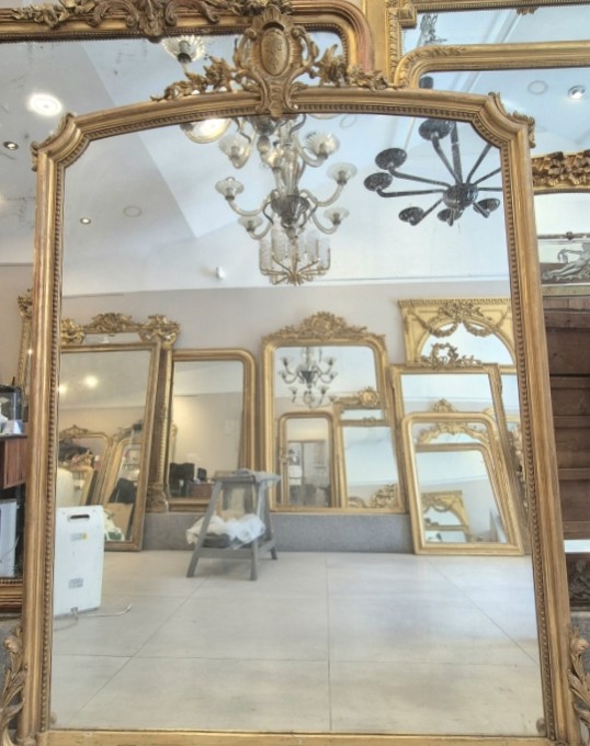 Très large miroir doré glace de cheminée 155*196cm