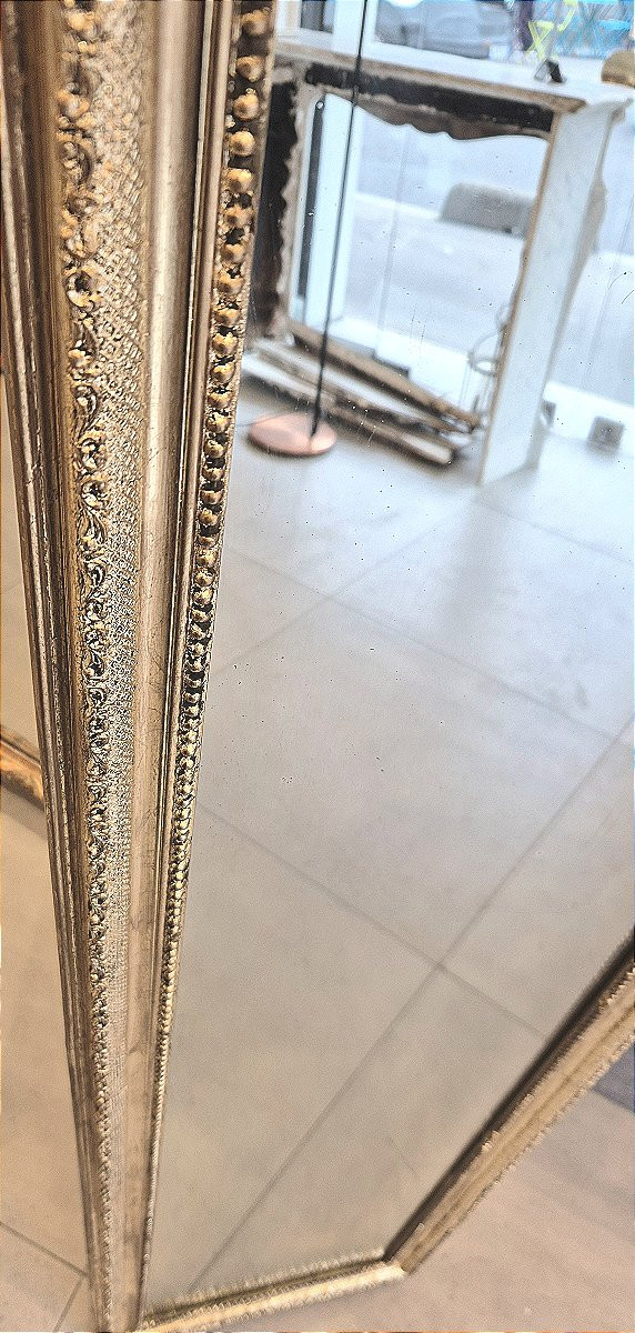 Miroir "entre deux " doré coquille glace ancienne 40*160 cm-photo-1