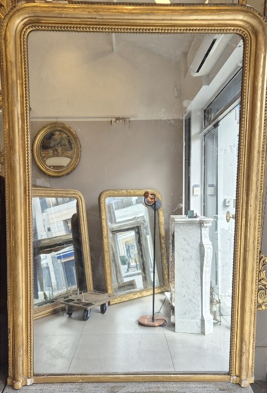 Très grand miroir Louis Philippe doré glace ancienne de cheminée 127*182 cm-photo-2