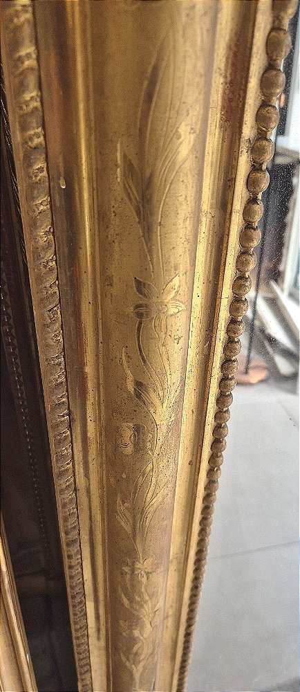 Très grand miroir Louis Philippe doré glace ancienne de cheminée 127*182 cm-photo-3