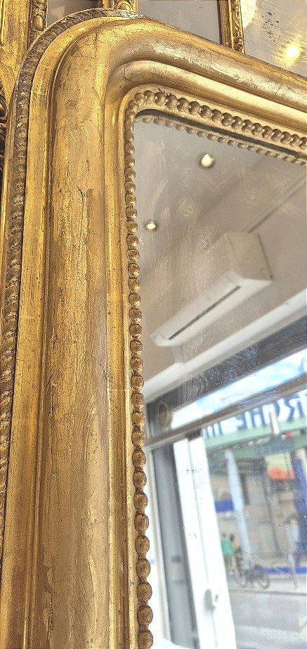 Très grand miroir Louis Philippe doré glace ancienne de cheminée 127*182 cm-photo-4
