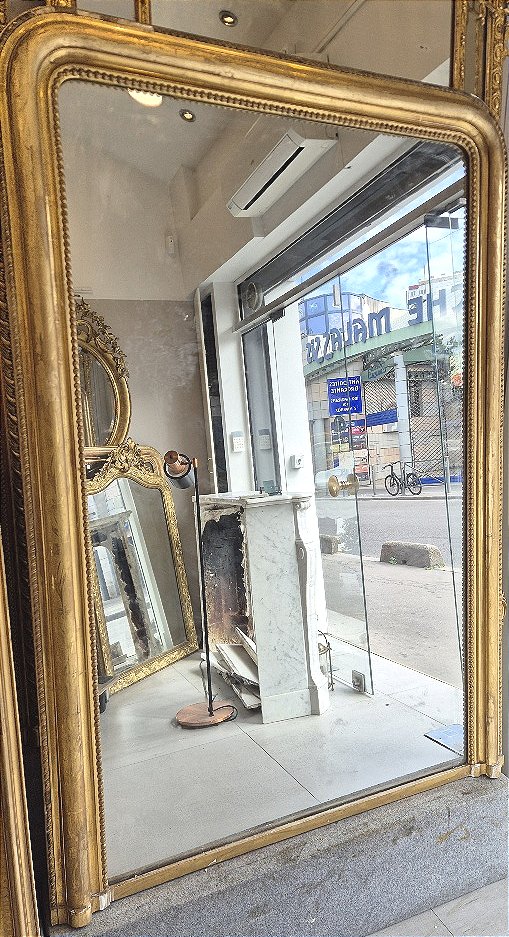Très grand miroir Louis Philippe doré glace ancienne de cheminée 127*182 cm-photo-1