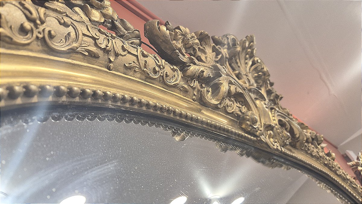 Très large et grand miroir coquille glace ancienne 142*225 cm-photo-3