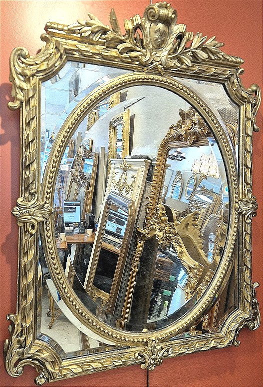 Napoleon III Gold Mirror With Beveled Glass 86*112 Cm-photo-2