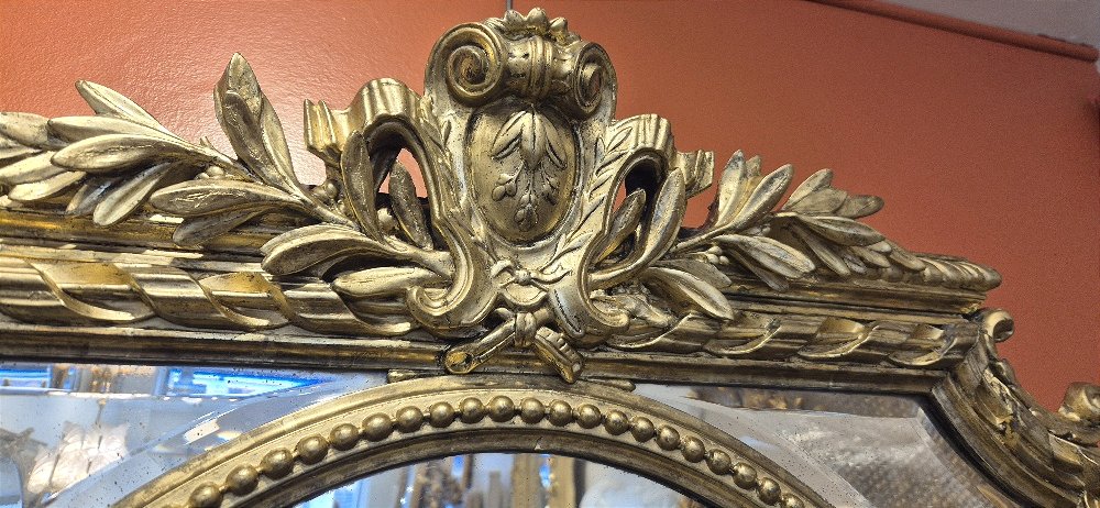 Napoleon III Gold Mirror With Beveled Glass 86*112 Cm-photo-3