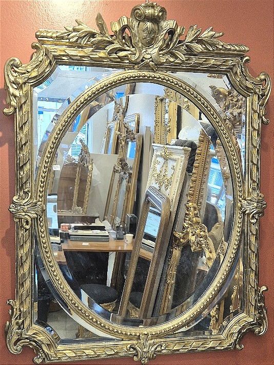 Napoleon III Gold Mirror With Beveled Glass 86*112 Cm