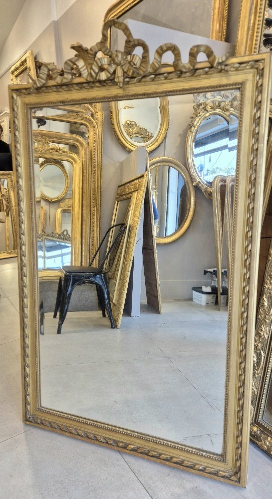 miroir Louis XVI  ruban glace ancienne biseautée 87*140 cm-photo-1