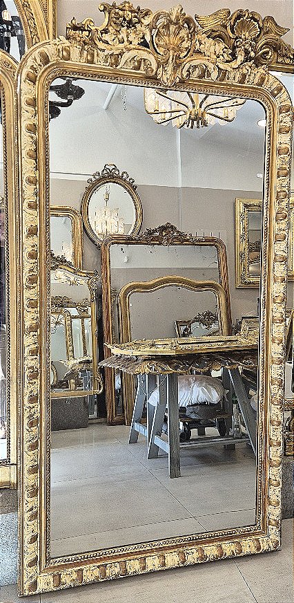 Very Large Mirror Napoleon III Decor Antique Mirror 108*205 Cm-photo-1