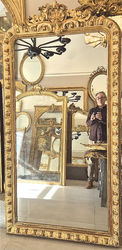 Very Large Mirror Napoleon III Decor Antique Mirror 108*205 Cm-photo-2