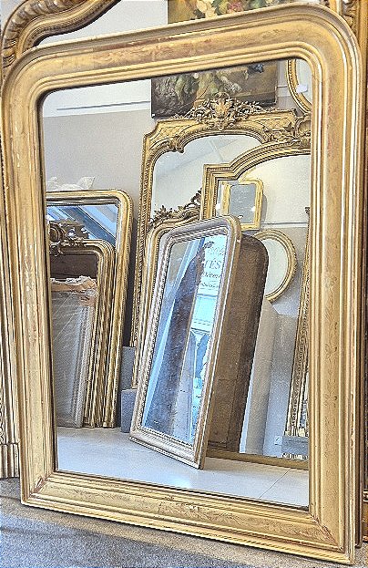 Antique Louis Philippe Mirror In Rich Gold 83*110 Cm-photo-2