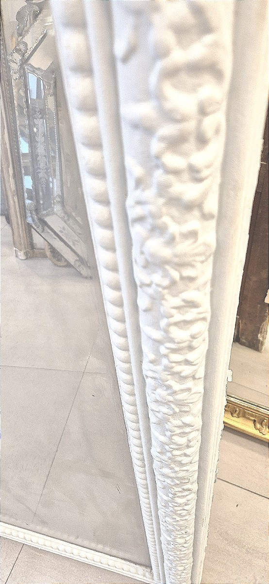 miroir ancien Louis Philippe blanc berain glace mercure 105*155 cm-photo-3