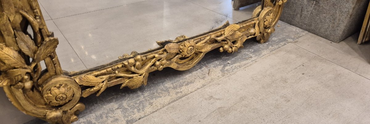 Miroir ancien époque Louis XVI cadre bois sculpté doré  100*185cm-photo-5