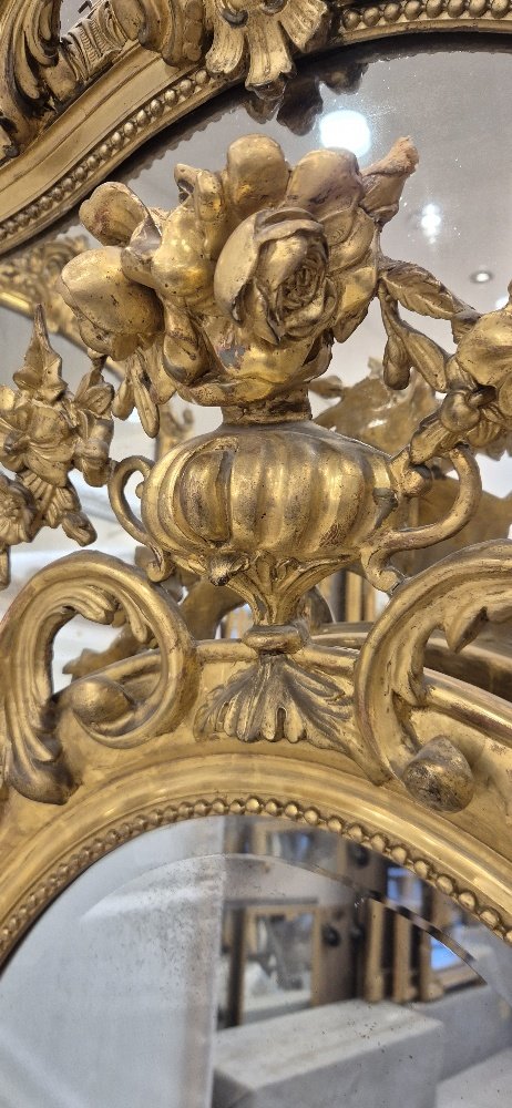Miroir ovale Louis Philippe feuilles d'or  85*135cm-photo-2