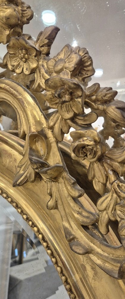 Miroir ovale Louis Philippe feuilles d'or  85*135cm-photo-4