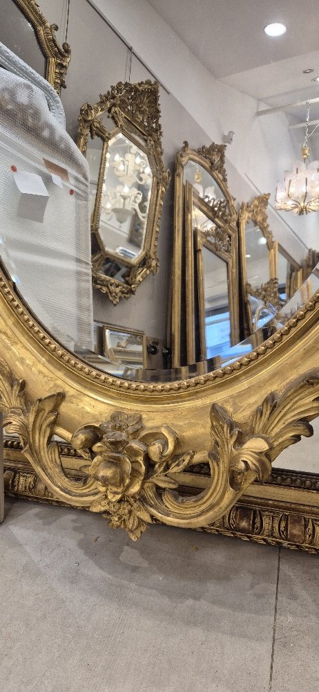 Miroir ovale Louis Philippe feuilles d'or  85*135cm-photo-5