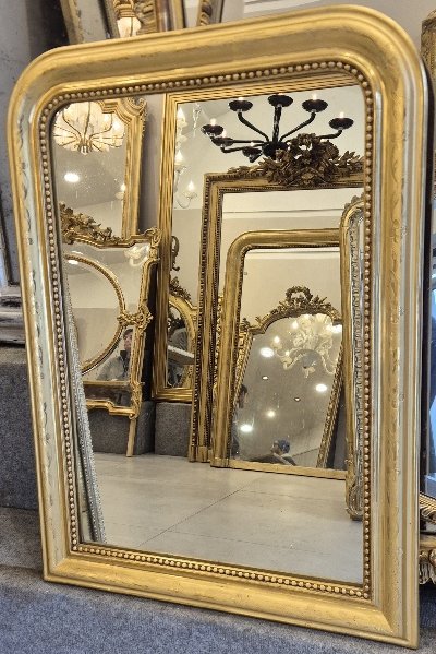 Louis Philippe Gilt Mirror, Antique Glass, 58*80 Cm-photo-2