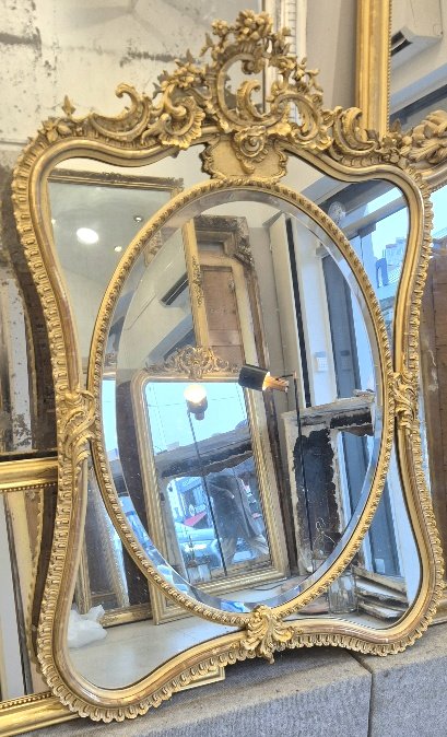 miroir doré Napoleon III facettes glaces biseautées 108*152 CM-photo-2