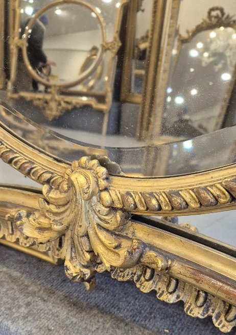 miroir doré Napoleon III facettes glaces biseautées 108*152 CM-photo-3