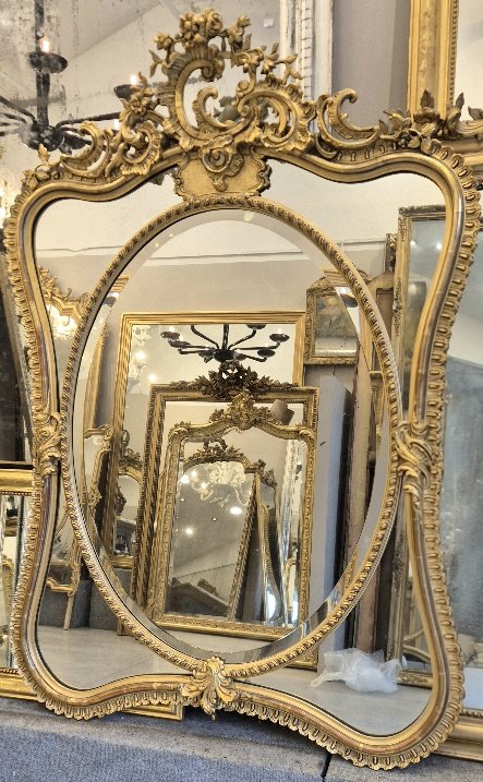 miroir doré Napoleon III facettes glaces biseautées 108*152 CM-photo-1