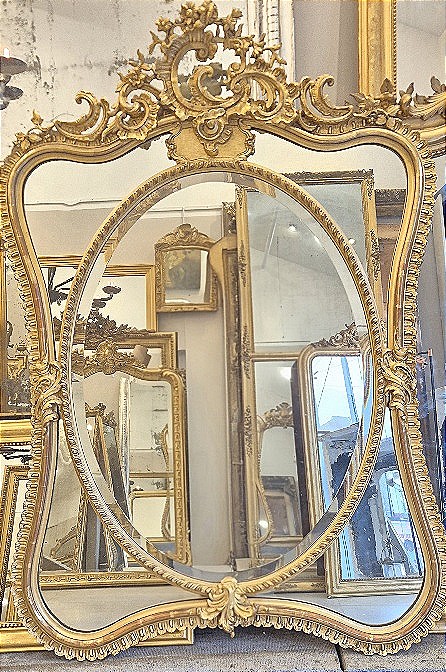 miroir doré Napoleon III facettes glaces biseautées 108*152 CM