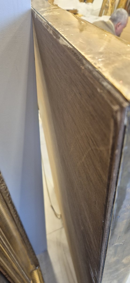 Miroir Art Nouveau bistrot laiton doré  80*110cm-photo-3