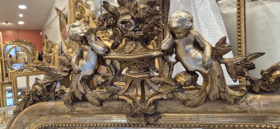 Antique Louis Philippe Mirror With Putti, 85*135 Cm-photo-3