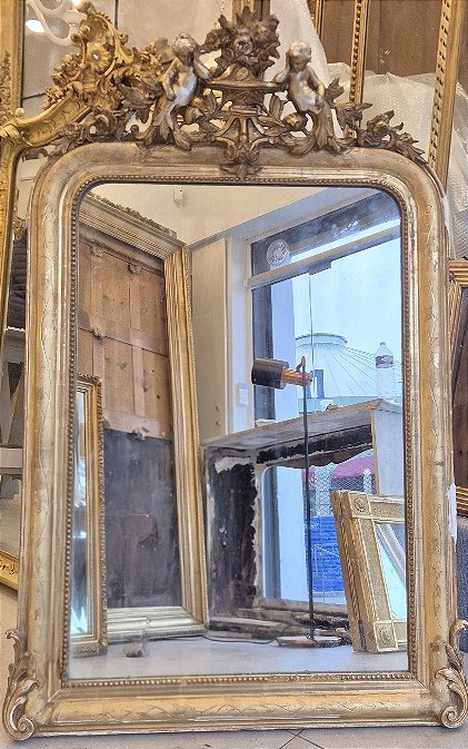 Antique Louis Philippe Mirror With Putti, 85*135 Cm