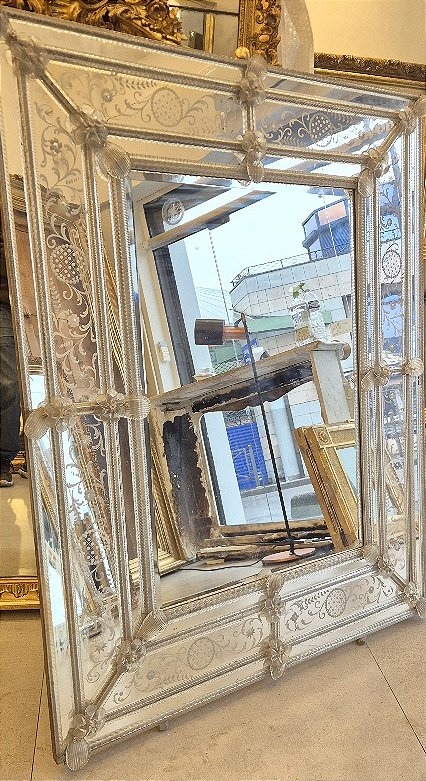 Antique Venetian Murano Glass Mirror, 100*128 Cm-photo-2