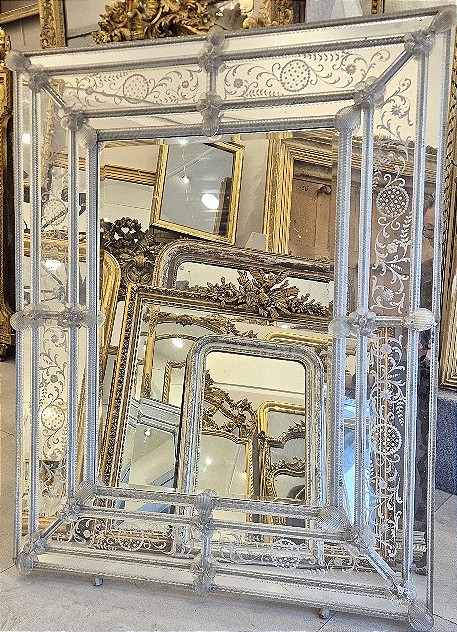 Antique Venetian Murano Glass Mirror, 100*128 Cm