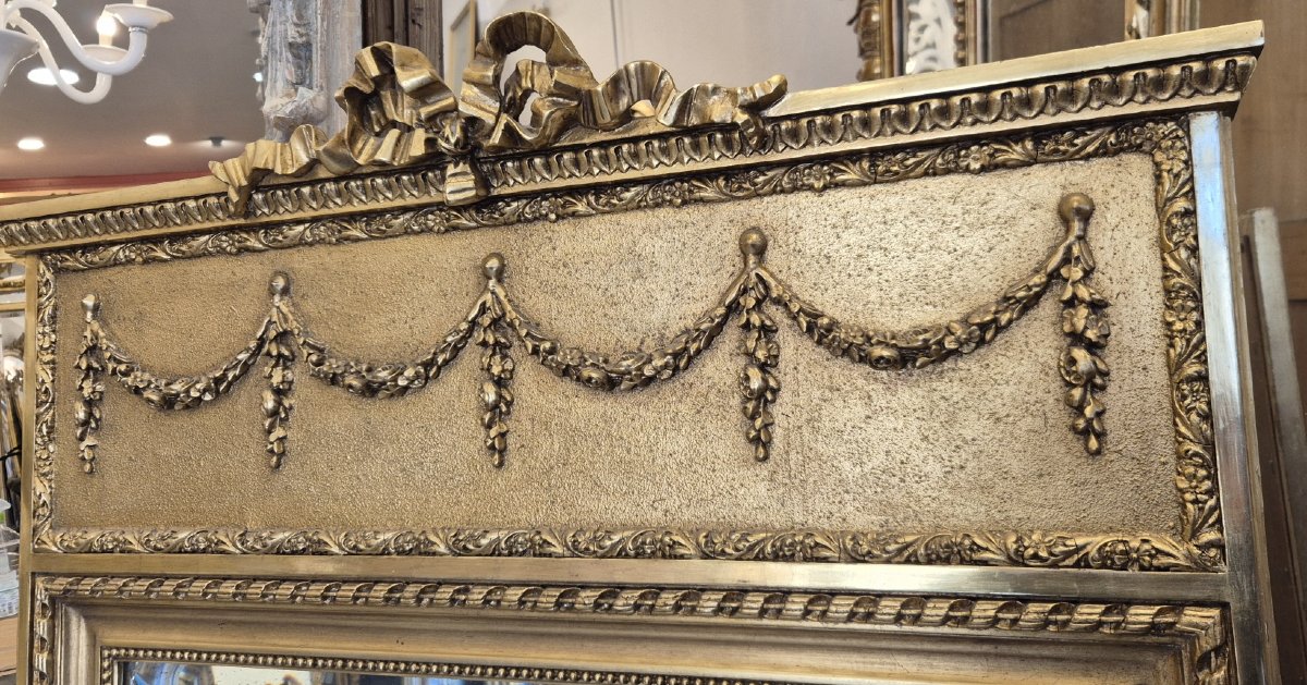 Gilded Trumeau Mirror With Beveled Glass, 78*170 Cm-photo-3