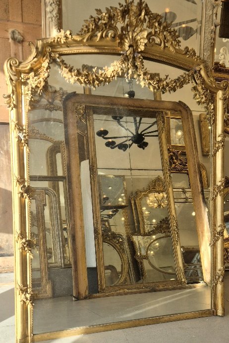 Miroir Napoléon III doré  118*162cm-photo-4
