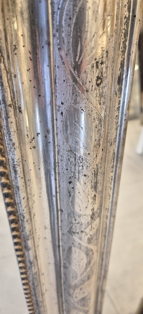 Louis Philippe Silver Mirror, Antique Glass, 81*128 Cm-photo-3