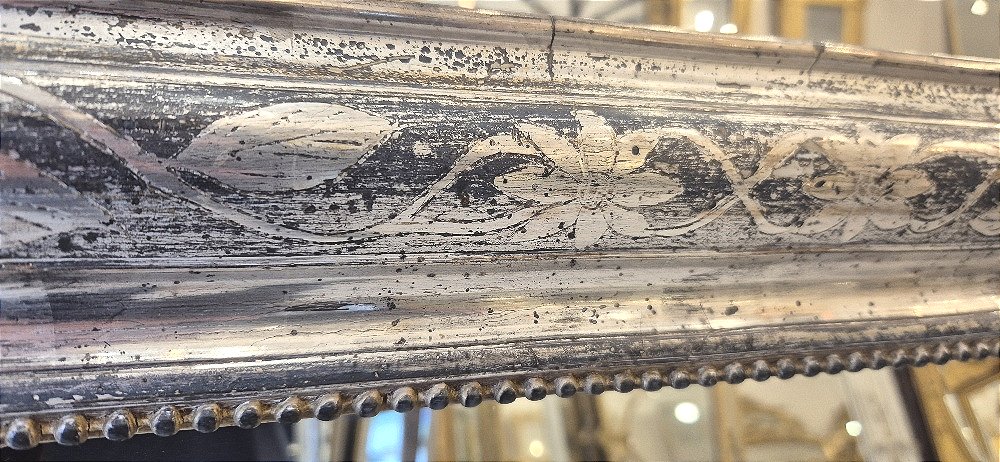 Louis Philippe Silver Mirror, Antique Glass, 81*128 Cm-photo-4