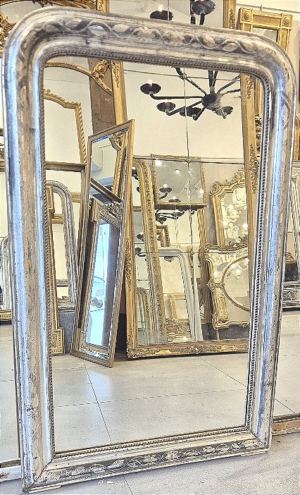 Louis Philippe Silver Mirror, Antique Glass, 81*128 Cm