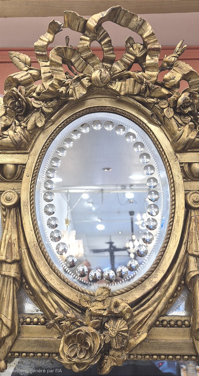 Large Venetian Medallion Mirror, Napoleon III Period, 130 X 210 Cm-photo-4