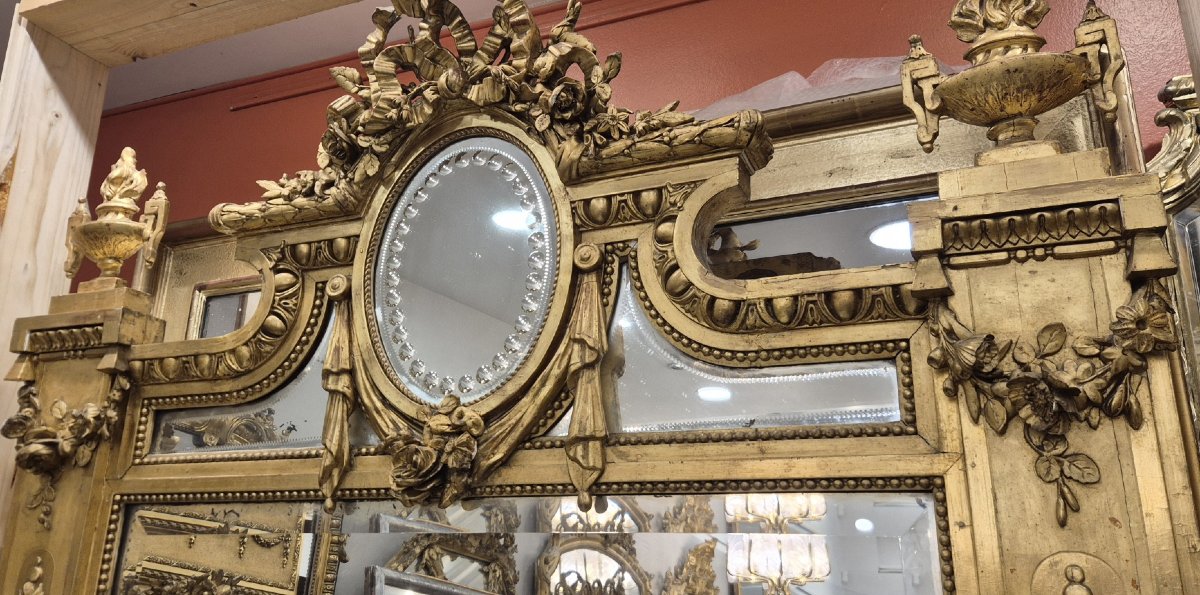 Large Venetian Medallion Mirror, Napoleon III Period, 130 X 210 Cm-photo-3