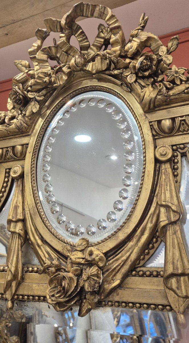 Large Venetian Medallion Mirror, Napoleon III Period, 130 X 210 Cm-photo-5