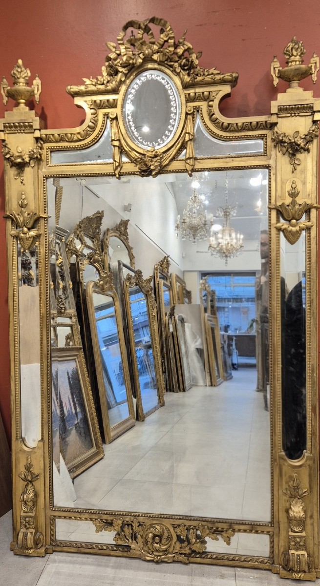 Grand miroir à facettes médaillon Venise glaces biseautées 130*210 cm-photo-1