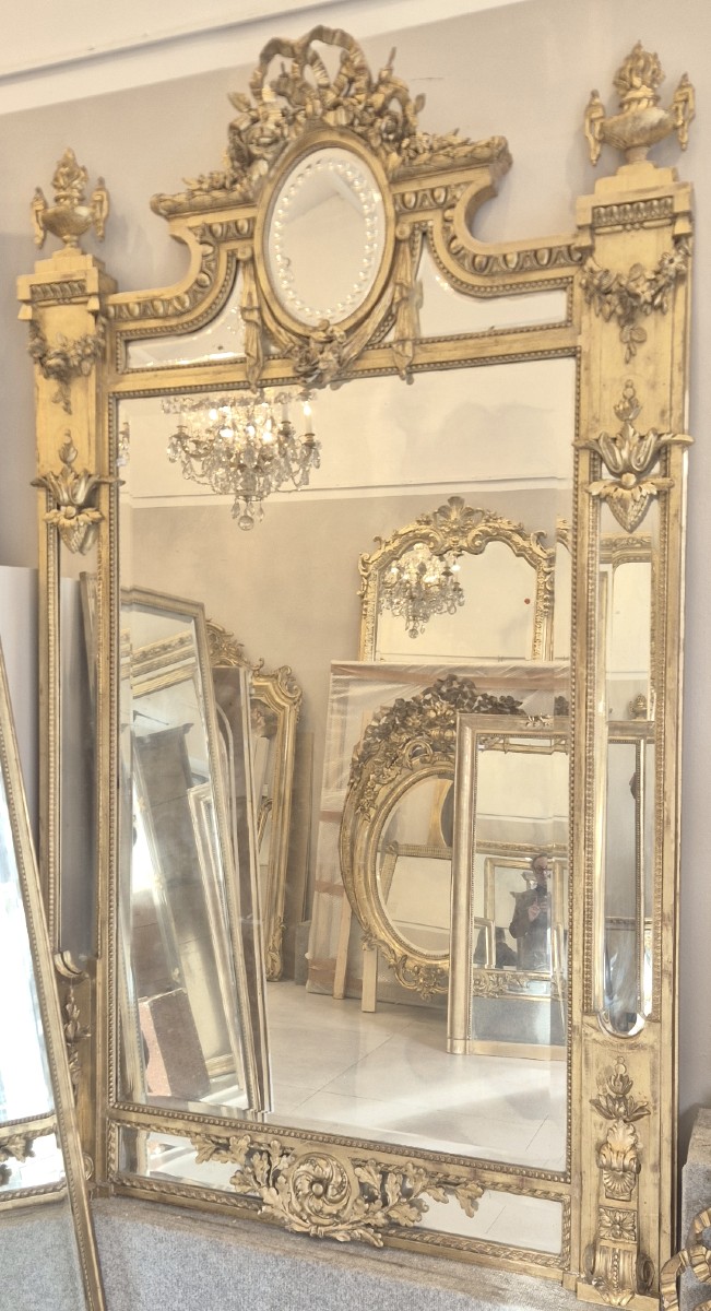 Grand miroir à facettes médaillon Venise glaces biseautées 130*210 cm-photo-6