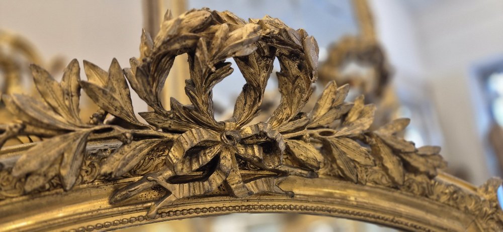 Gilded Mirror With Antique Pediment, 105*150 Cm -photo-4