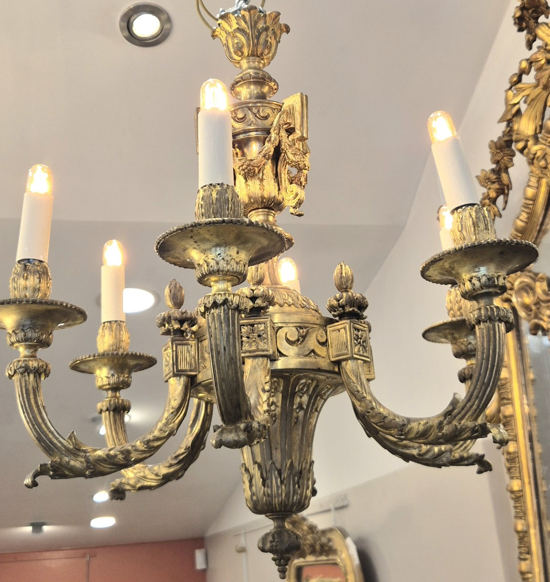 Louis XIV Style Chandelier, Gilt Bronze, 6 Lights, 60 Cm