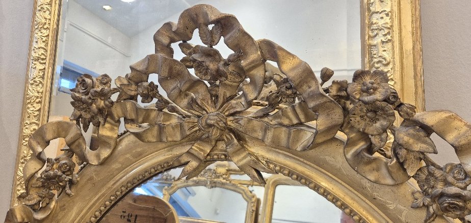 miroir oval Napoleon III noeud glace ancienne 110*140 cm-photo-2