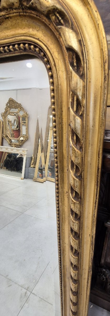 Large miroir Napoléon III doré décor oiseaux  132*157cm-photo-3