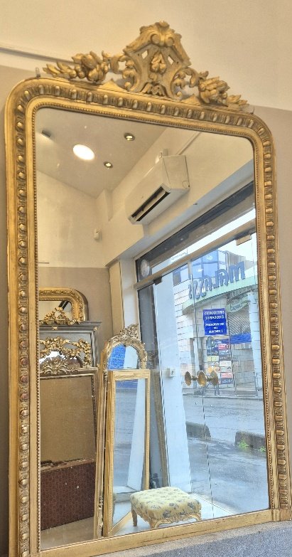 Grand miroir Napoléon III  doré  120*205cm -photo-3