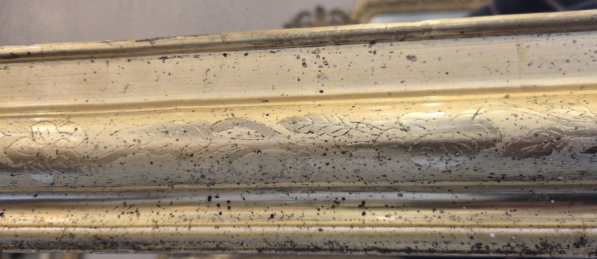 Miroir Louis Philippe feuilles or blanc  85*140cm-photo-2