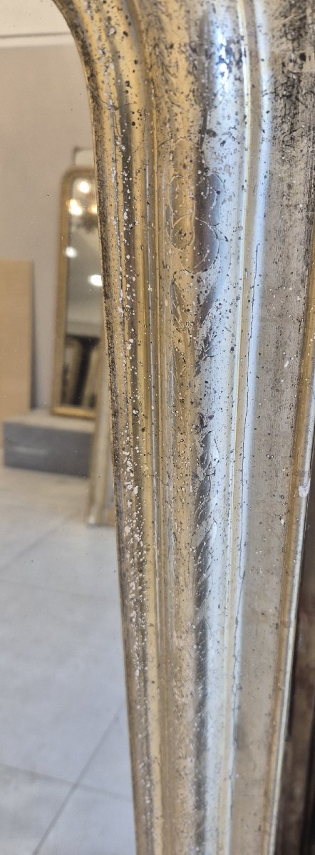 Miroir Louis Philippe feuilles or blanc  85*140cm-photo-3