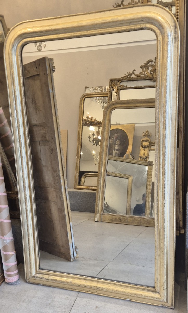 Miroir Louis Philippe feuilles or blanc  85*140cm