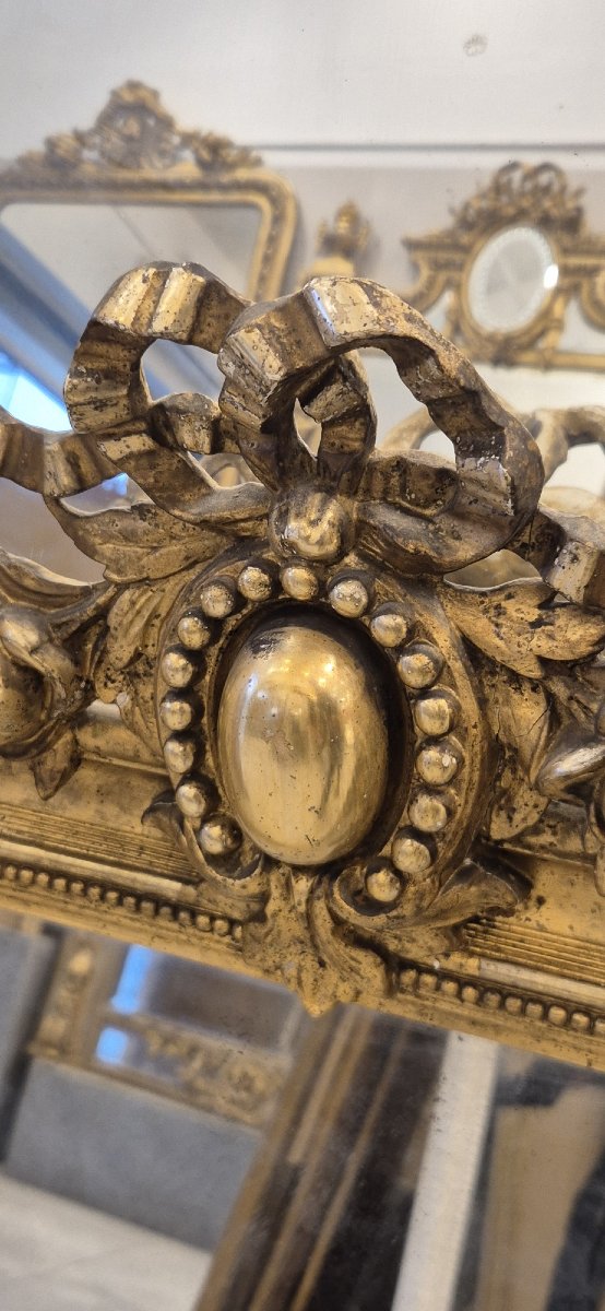 Miroir Louis Philippe doré cartouche ruban  62*97cm-photo-3