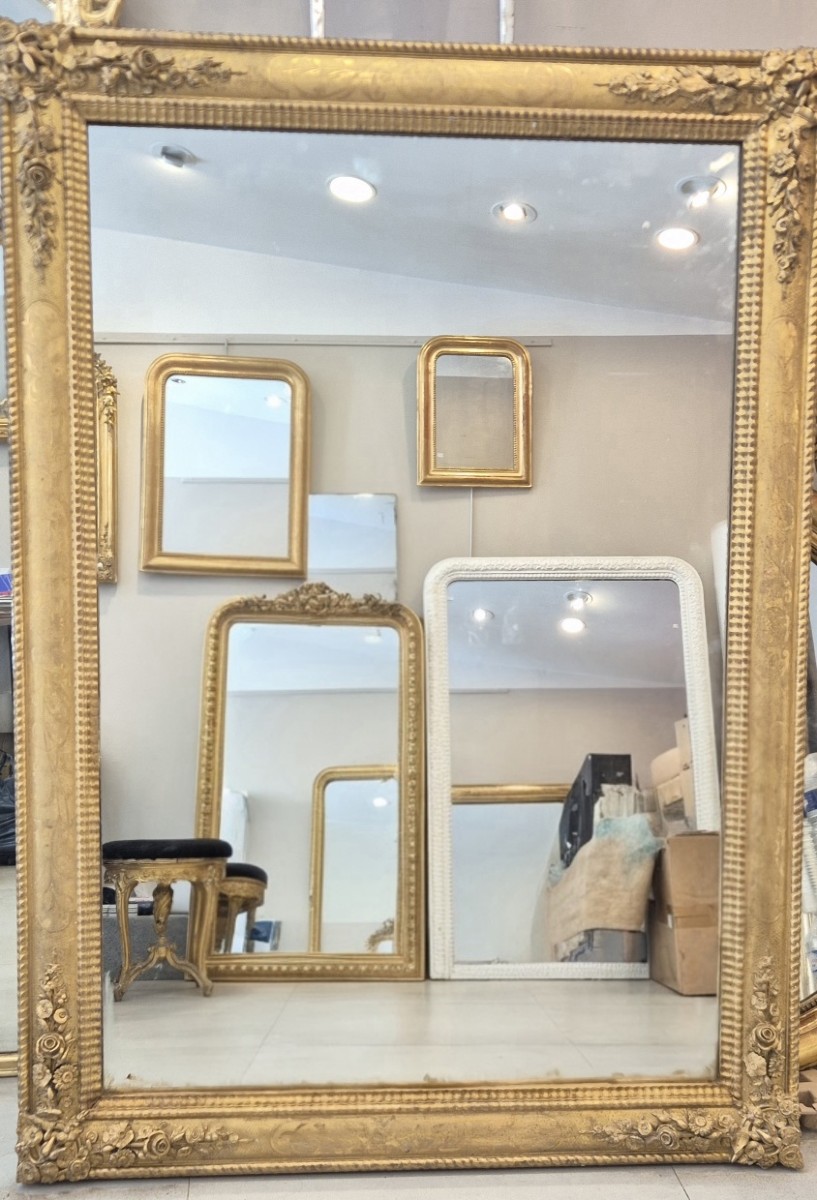 Rectangular Gilt Mirror, Antique Glass, 121*168 Cm